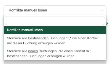 Dropdown: Konflikte manuell lösen mit drei Optionen