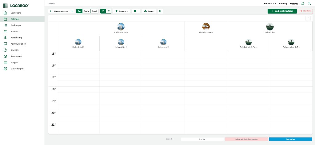 Der Locaboo-Kalender in der Tagesansicht