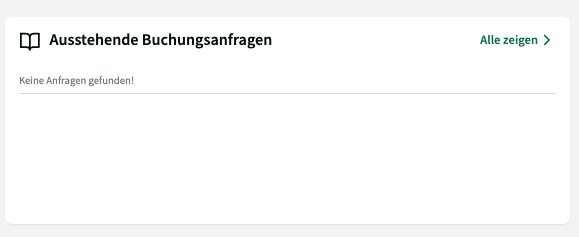 Kachel: Ausstehende Buchungsanfragen