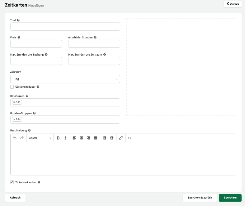 Saison hinzufügen: Name, Zeiträume und verfügbare Ressourcen