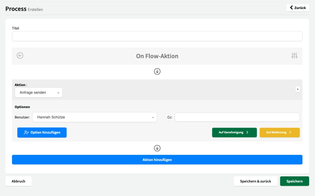 Mehrstufiger Freigabeprozess mit zwei aufeinanderfolgenden Aktionen
