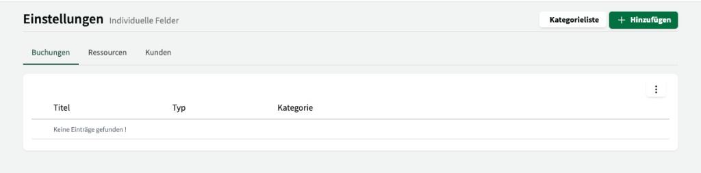 Custom fields overview with Bookings, Resources, and Customers tabs