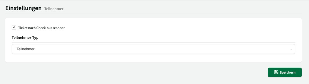 Teilnehmereinstellungen mit Ticket-Option und Teilnehmer-Typ-Auswahl
